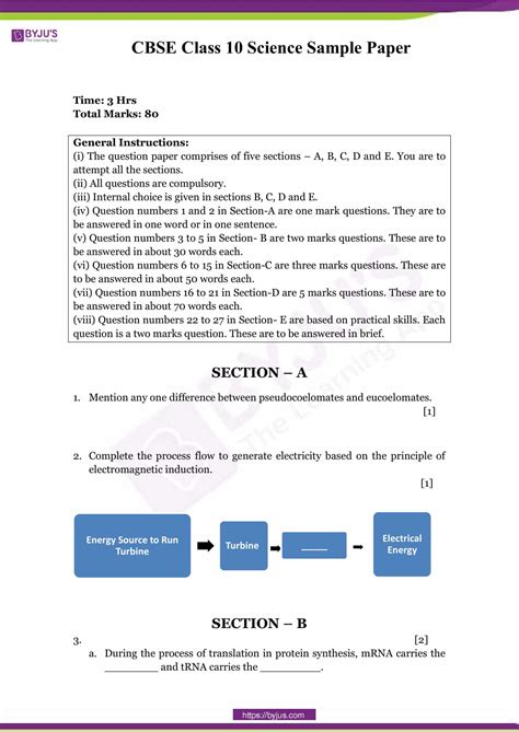 CBSE Class 10 Science Set 1 .